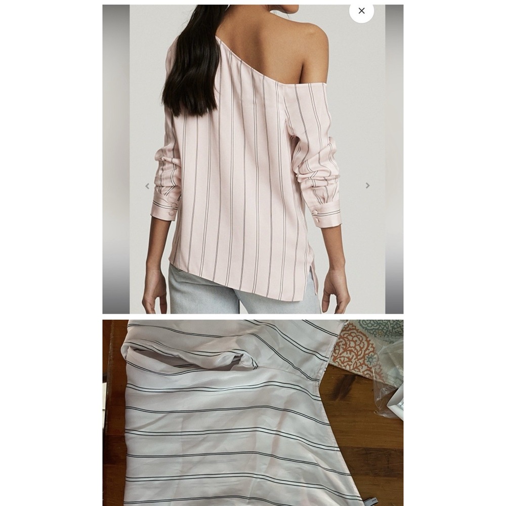 Reiss Maeve One Shoulder Visit › Striped Blouse Pink Size 4